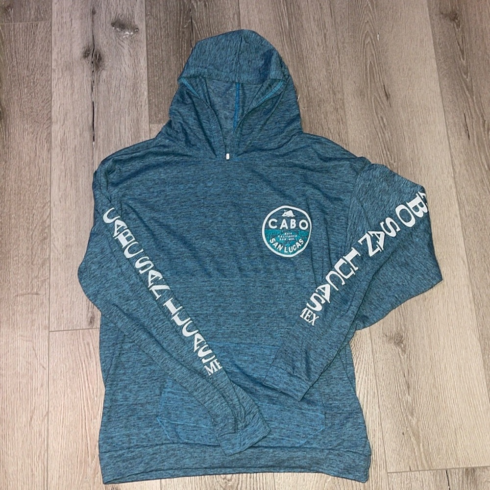 Light blue thin hoodie from Cabo Mexico